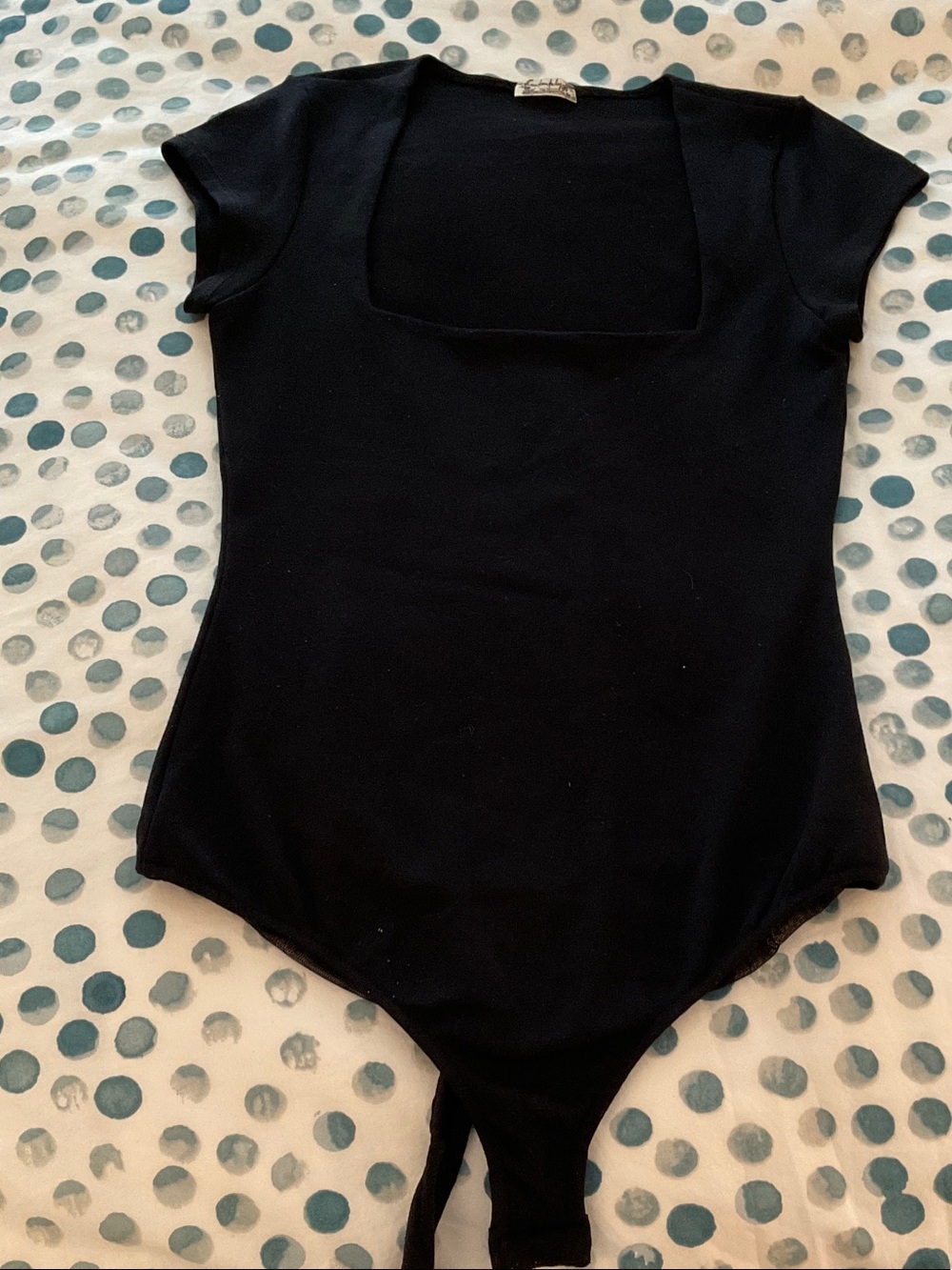 Girls Black Square-Neck Short Sleeve One-Piece Bodysuit